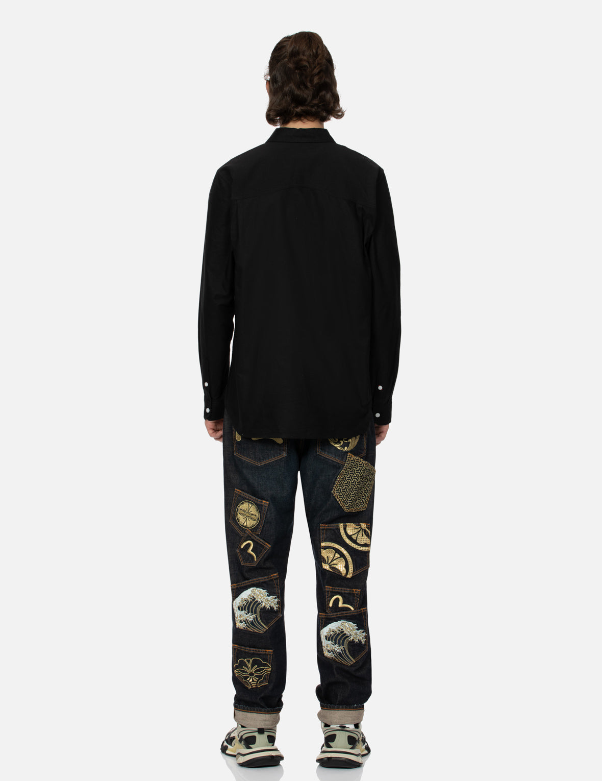 Multi-Pocket and Logo Patch Embroidered Relax Fit Shirt