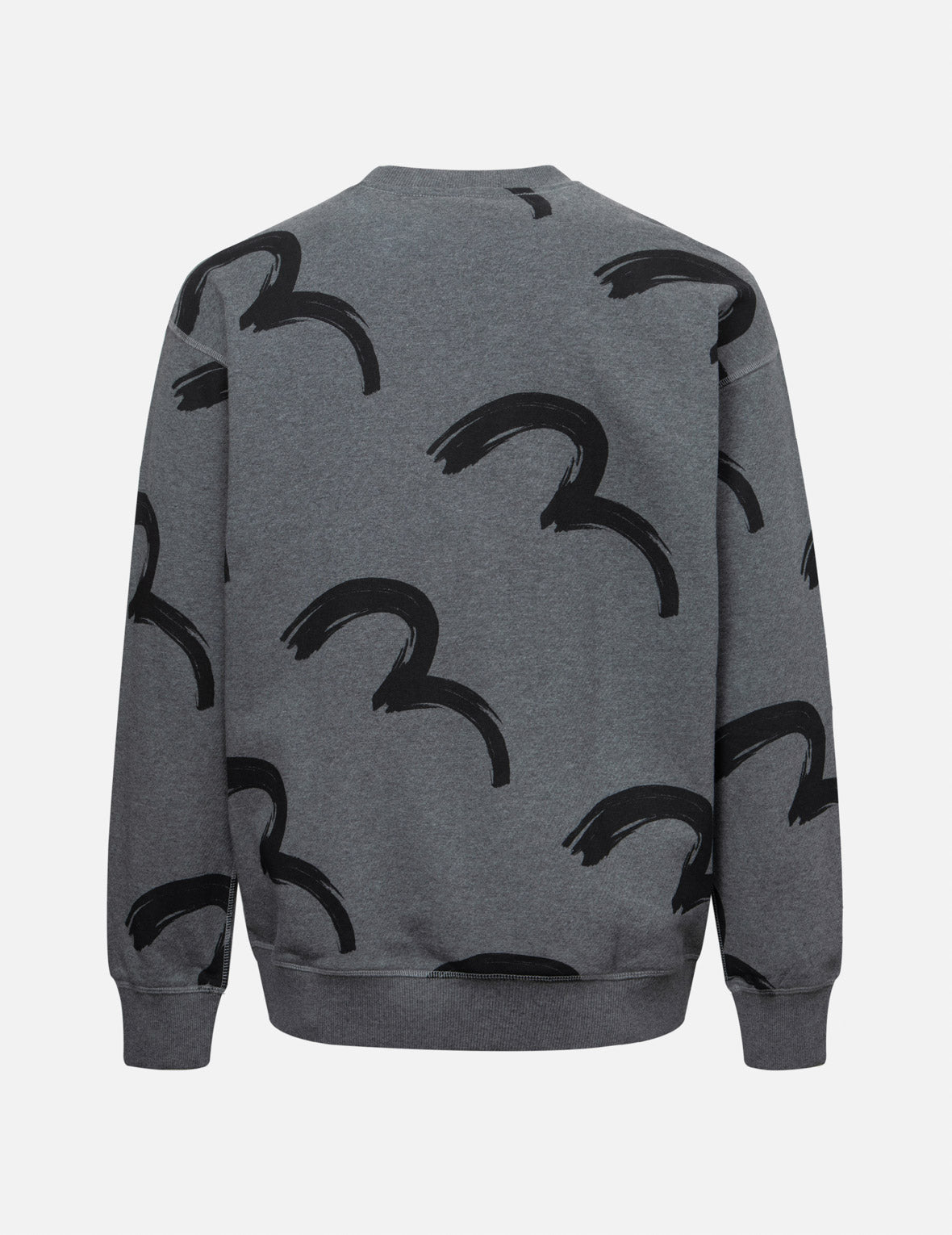 Allover Brushstroke Seagull and Logo Print Relax Fit Sweatshirt