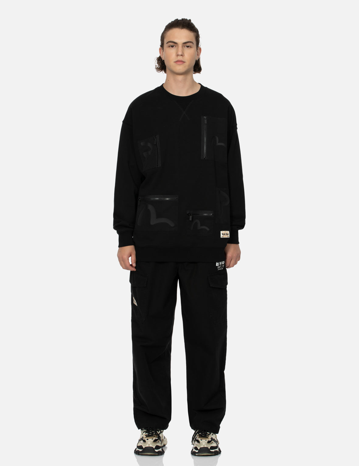 Multi-Pockets with Seagull Print Loose Fit Sweatshirt