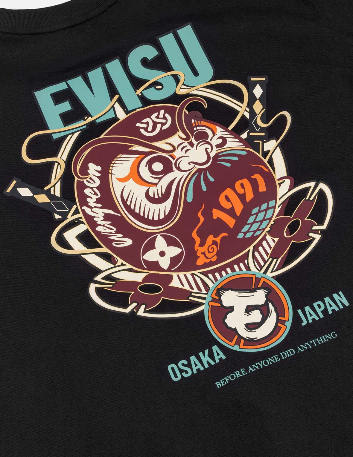 忍者达摩和商标印花常规版型T恤