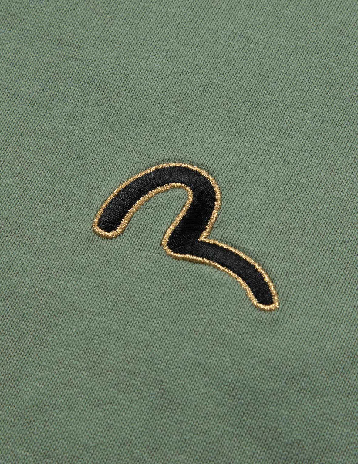 Seagull Embroidery and Carp Print Relax Fit T-shirt