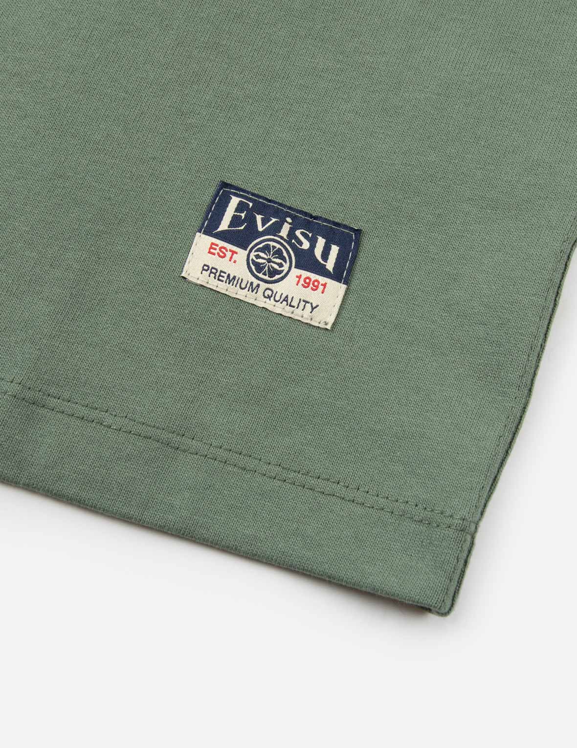 Seagull Embroidery and Carp Print Relax Fit T-shirt