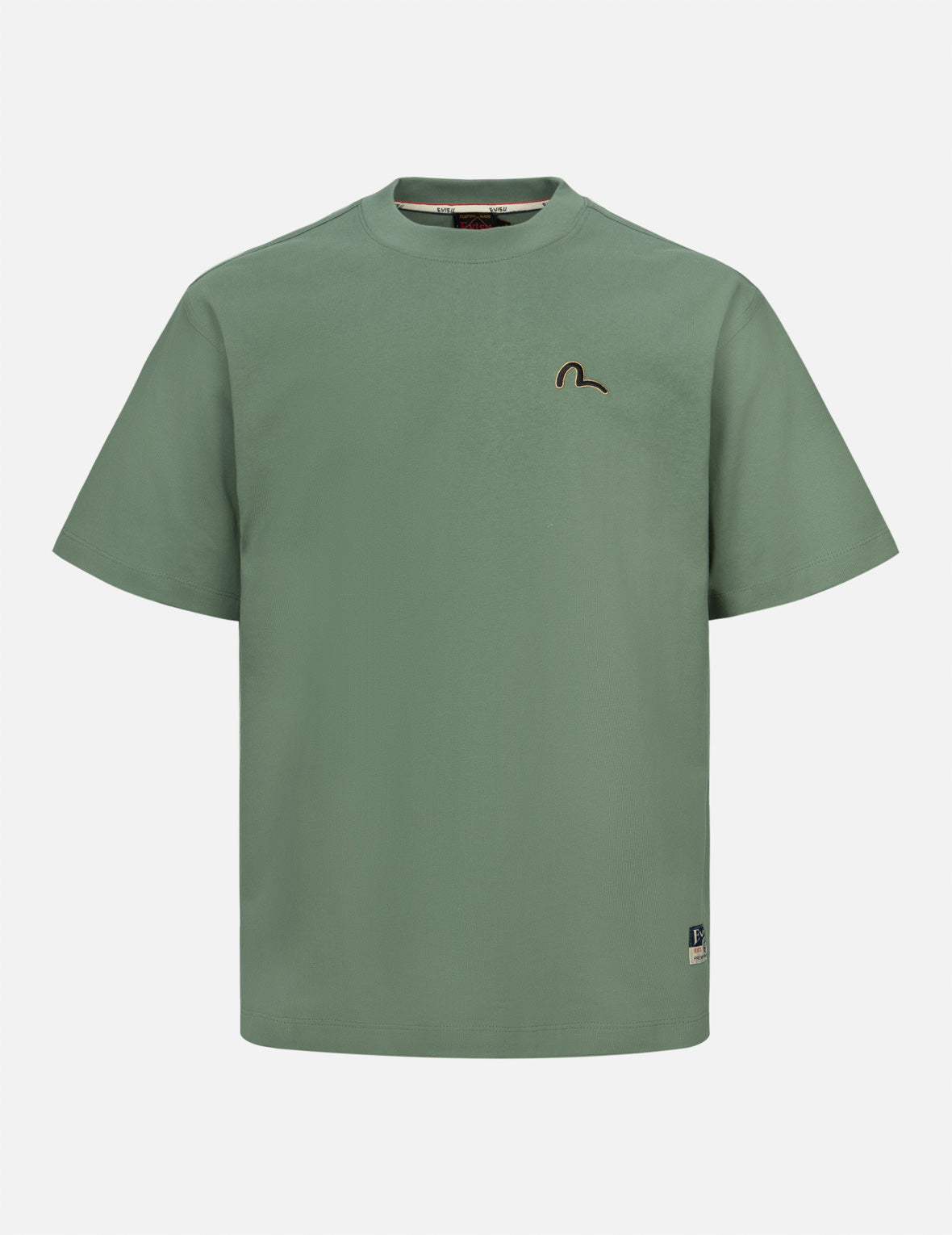 Seagull Embroidery and Carp Print Relax Fit T-shirt