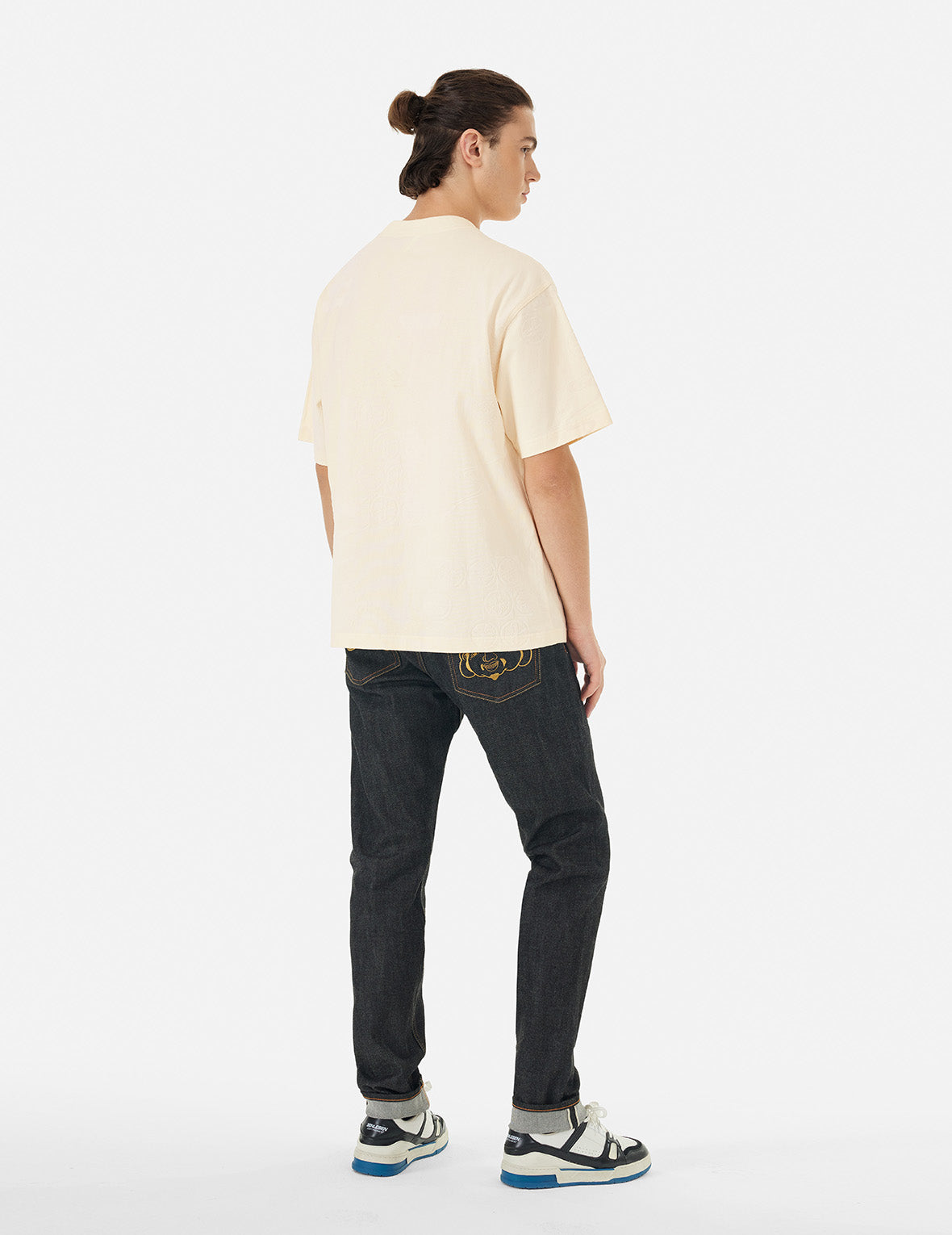 海鸥刺绣和满地植绒图案宽版休闲T恤