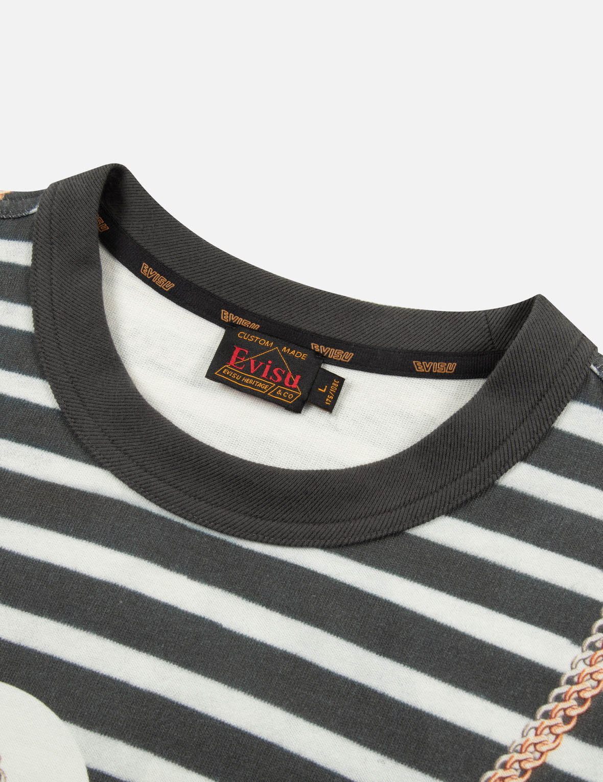 Trompe-l'oeil and Seagull Print Loose Fit Stripe T-Shirt