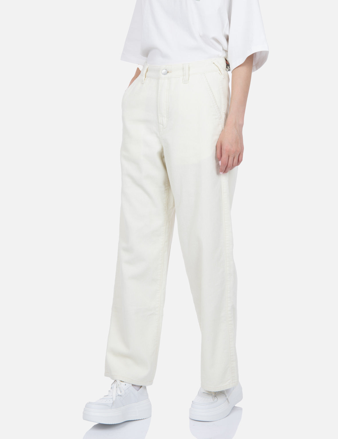 小海鸥刺绣直脚灯芯绒长裤