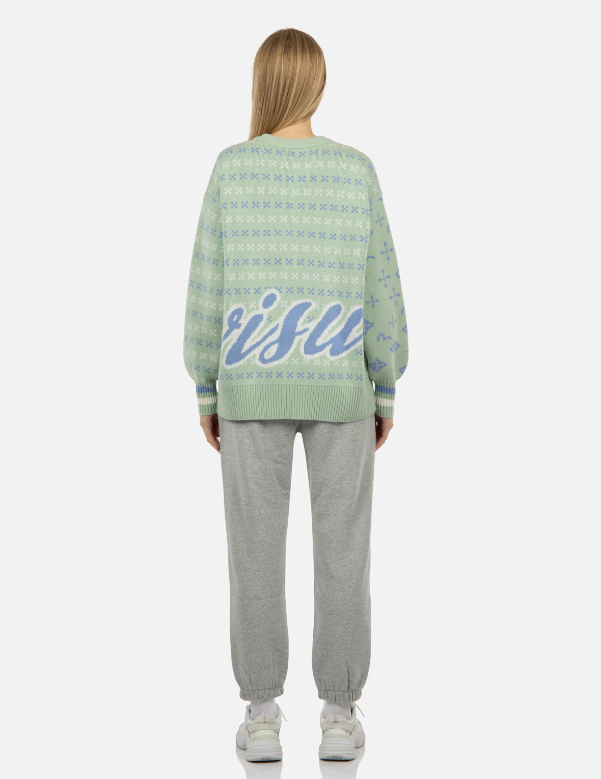 书法字商标提花针织毛衣