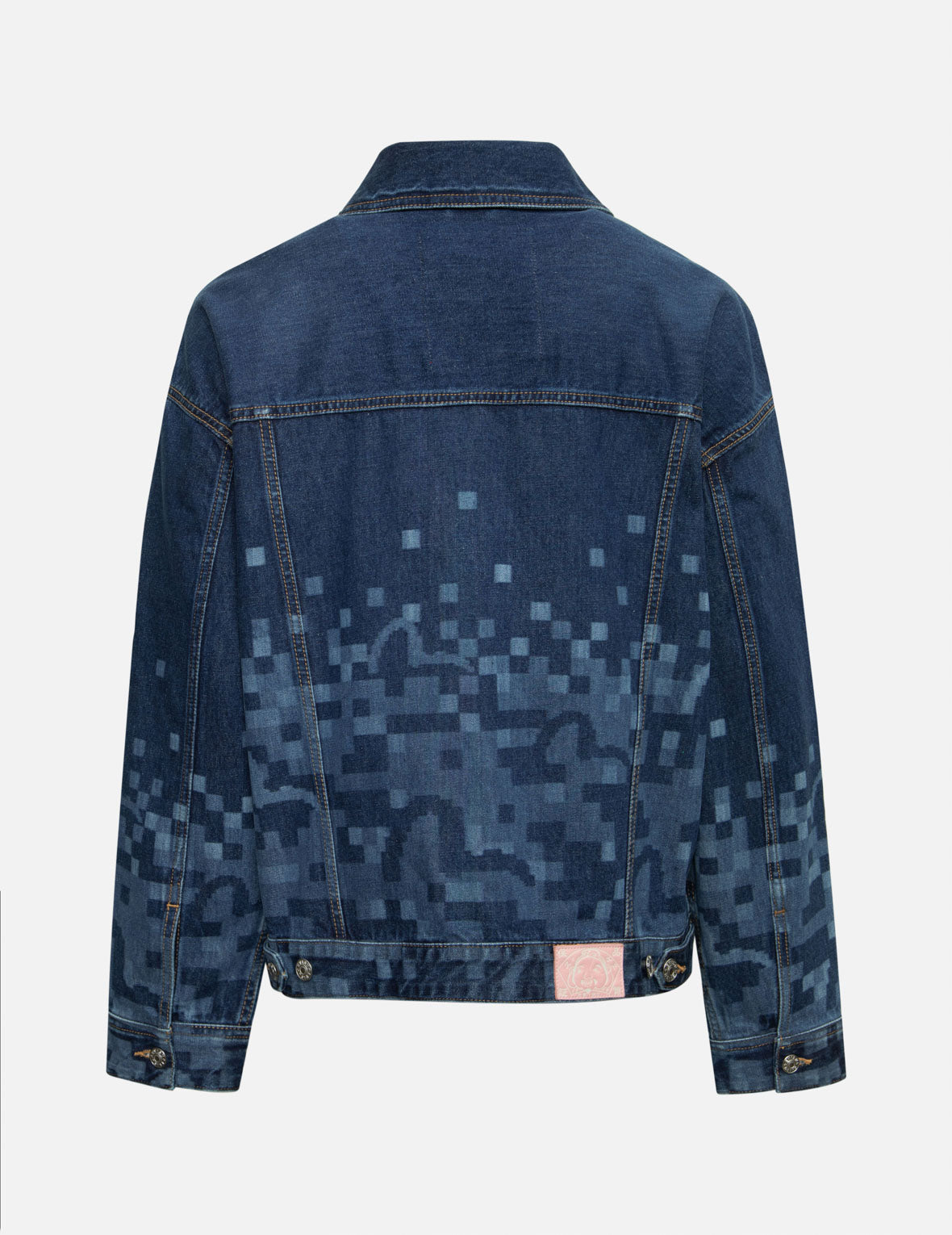 Pixel Seagull Embroidery and Print Oversized Denim Jacket