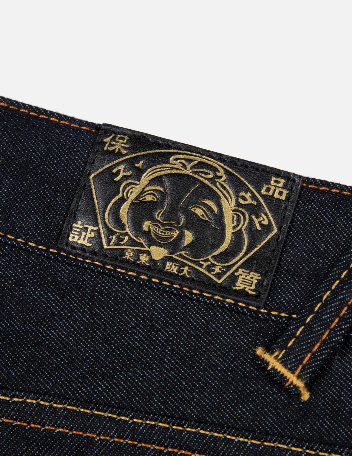 织锦布贴海鸥宽版休闲牛仔裤