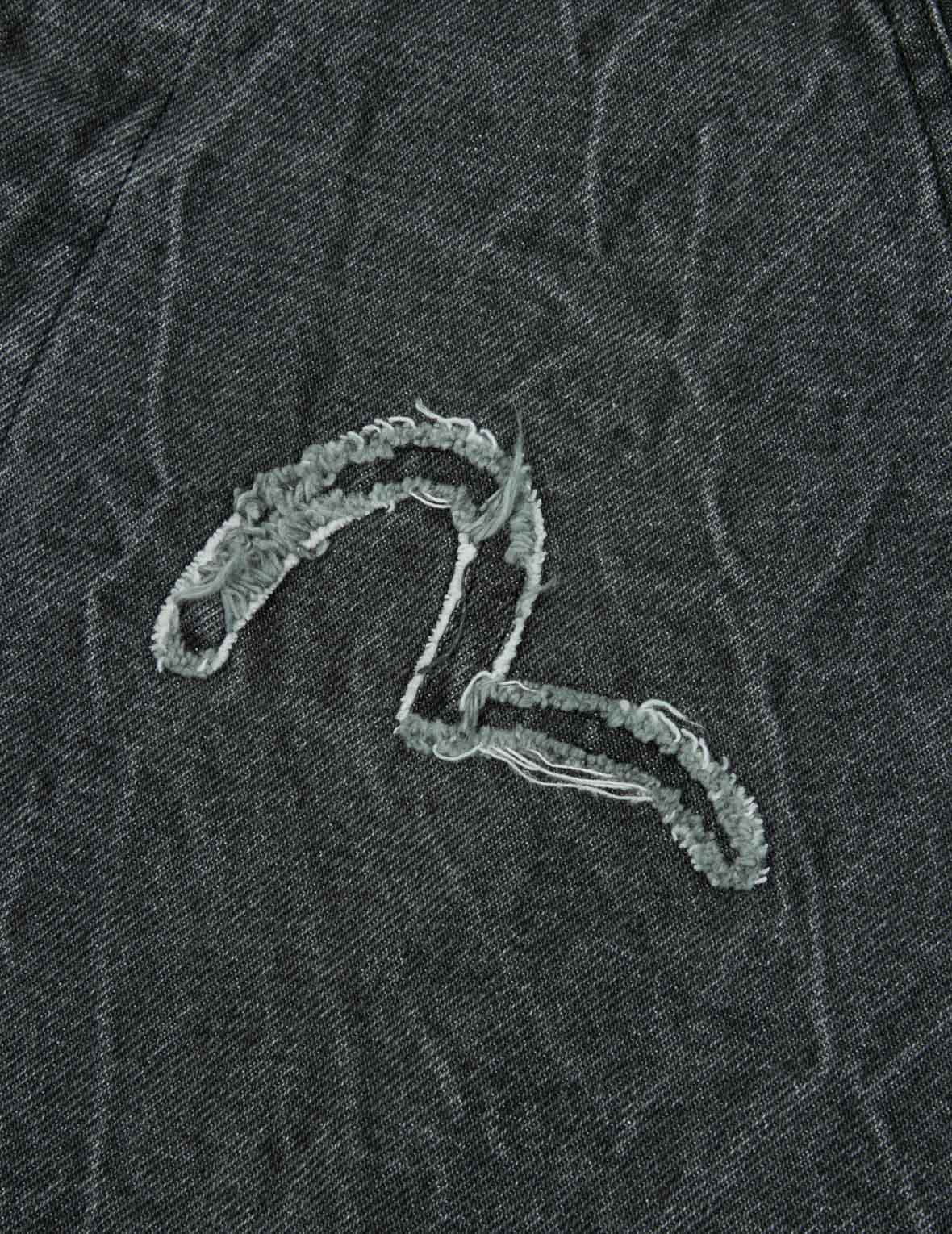 海鸥和标语刺绣超宽版牛仔教练外套