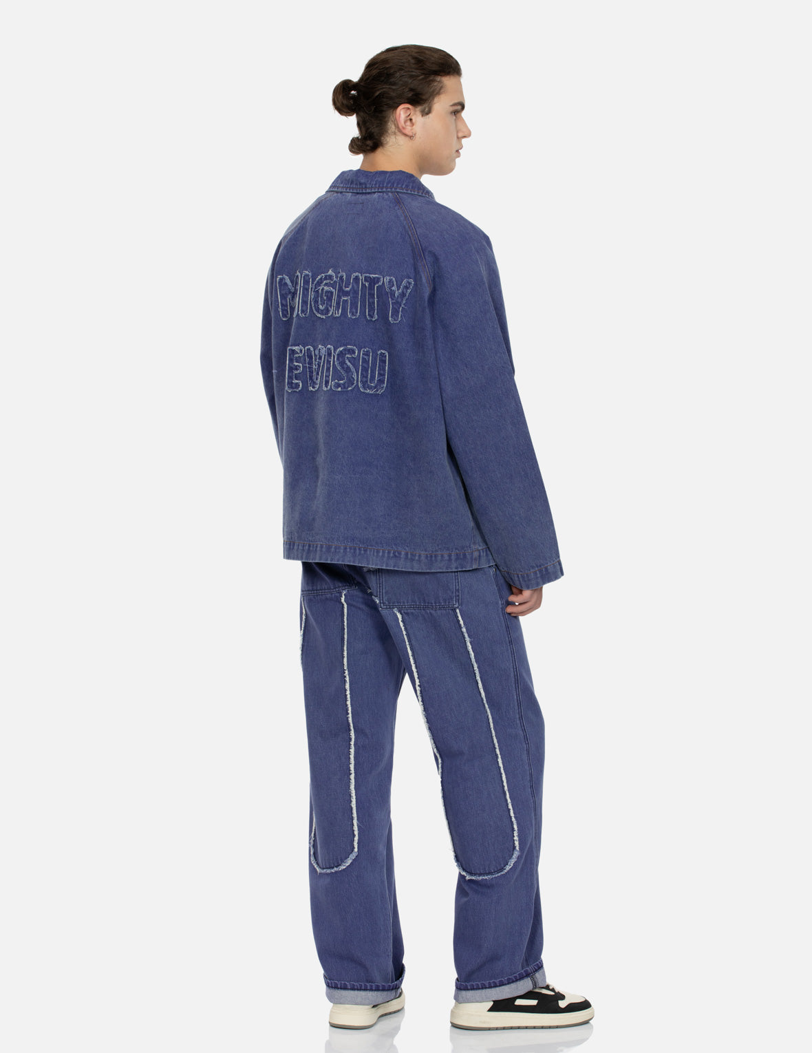 海鸥和标语刺绣超宽版牛仔教练外套