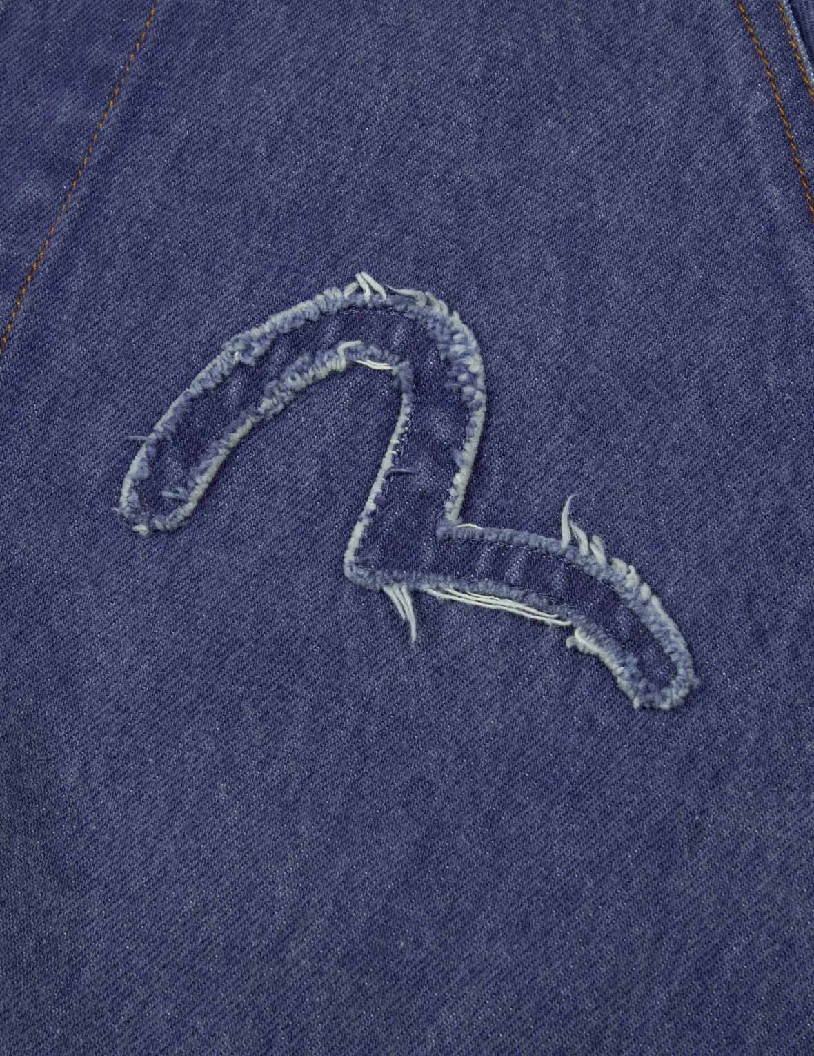 海鸥和标语刺绣超宽版牛仔教练外套