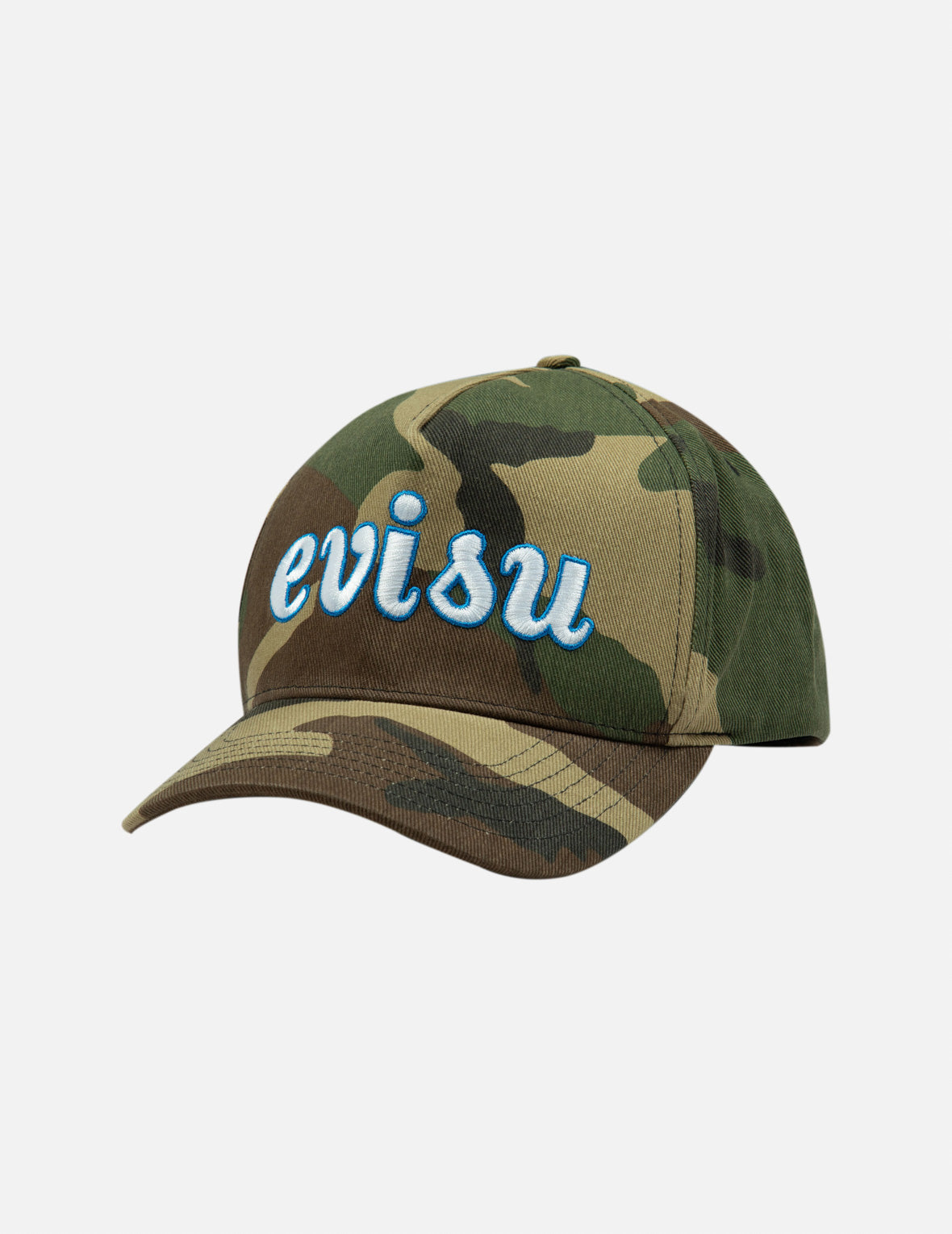 商标刺绣迷彩鸭舌帽– EVISU
