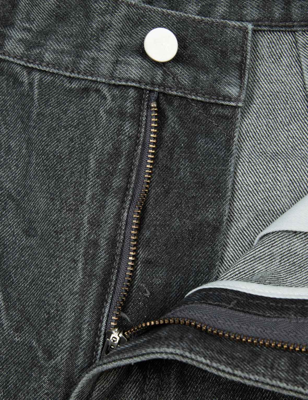 流苏边大M贴布松身阔腿工装牛仔裤