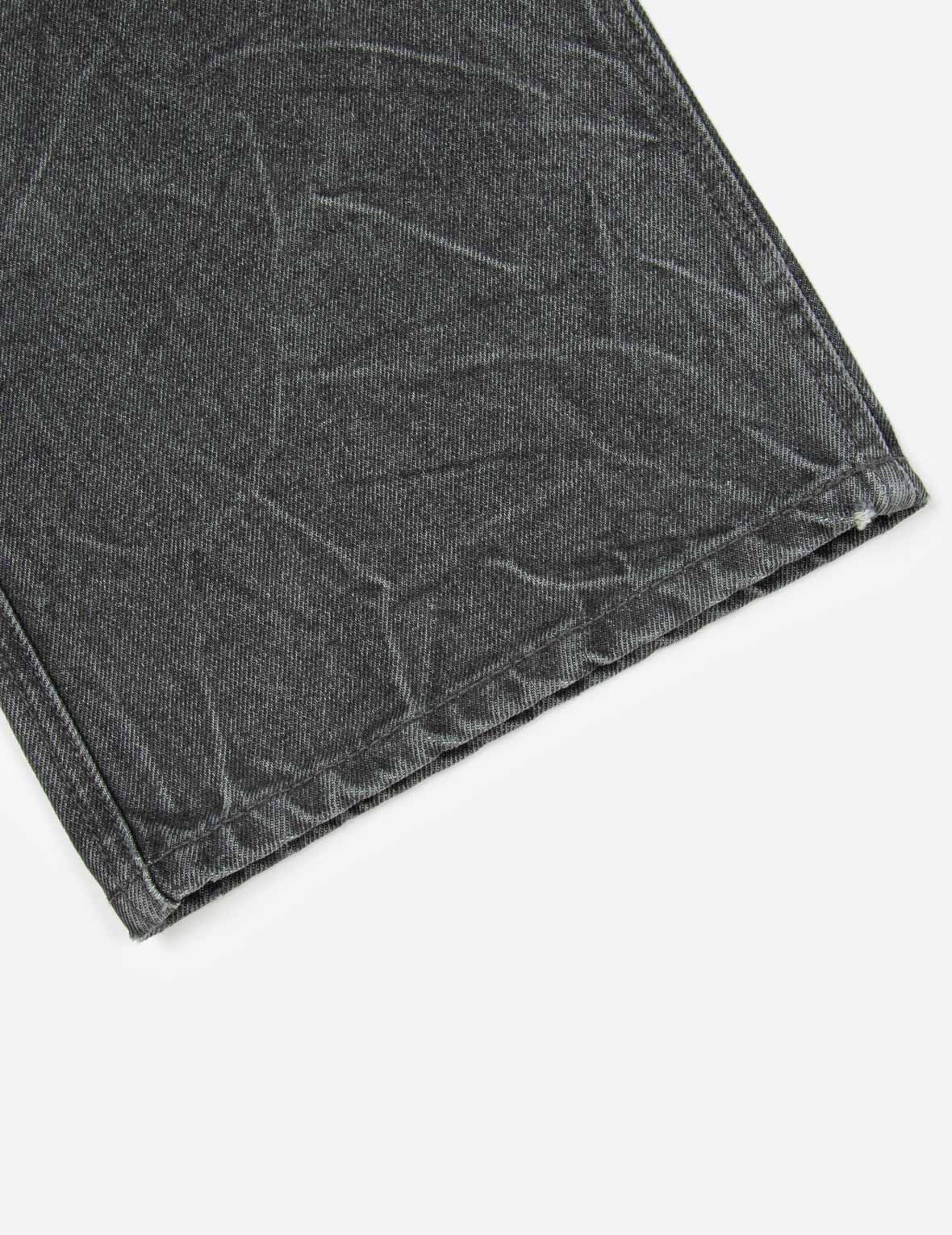 流苏边大M贴布松身阔腿工装牛仔裤