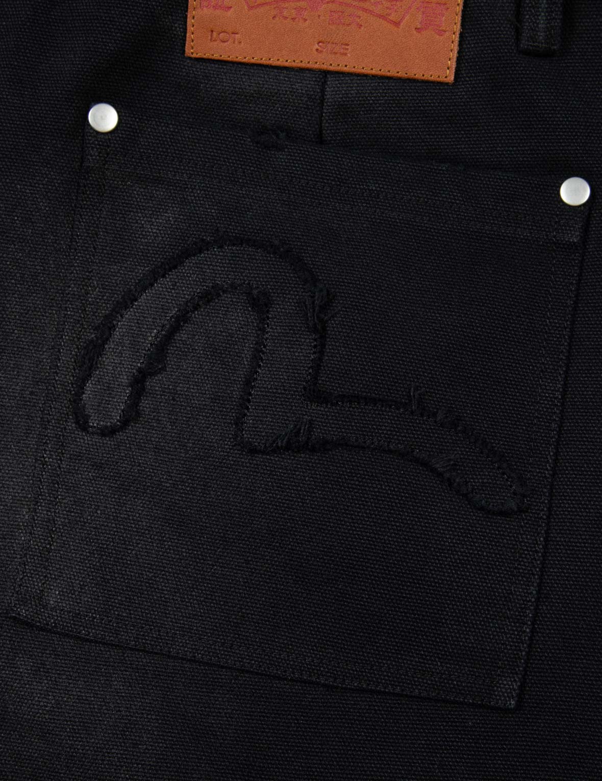 海鸥贴布刺绣松身阔腿木工裤