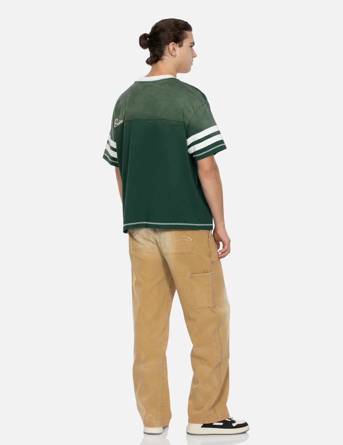 海鸥贴布刺绣松身阔腿木工裤