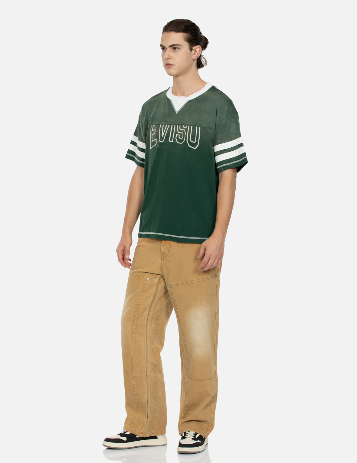 海鸥贴布刺绣松身阔腿木工裤