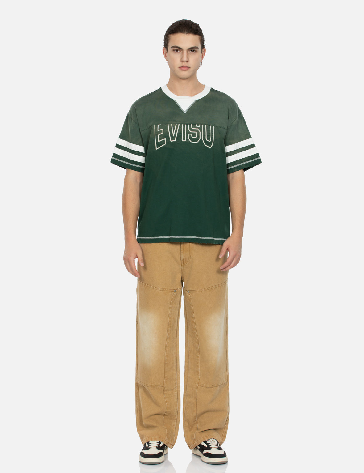 海鸥贴布刺绣松身阔腿木工裤