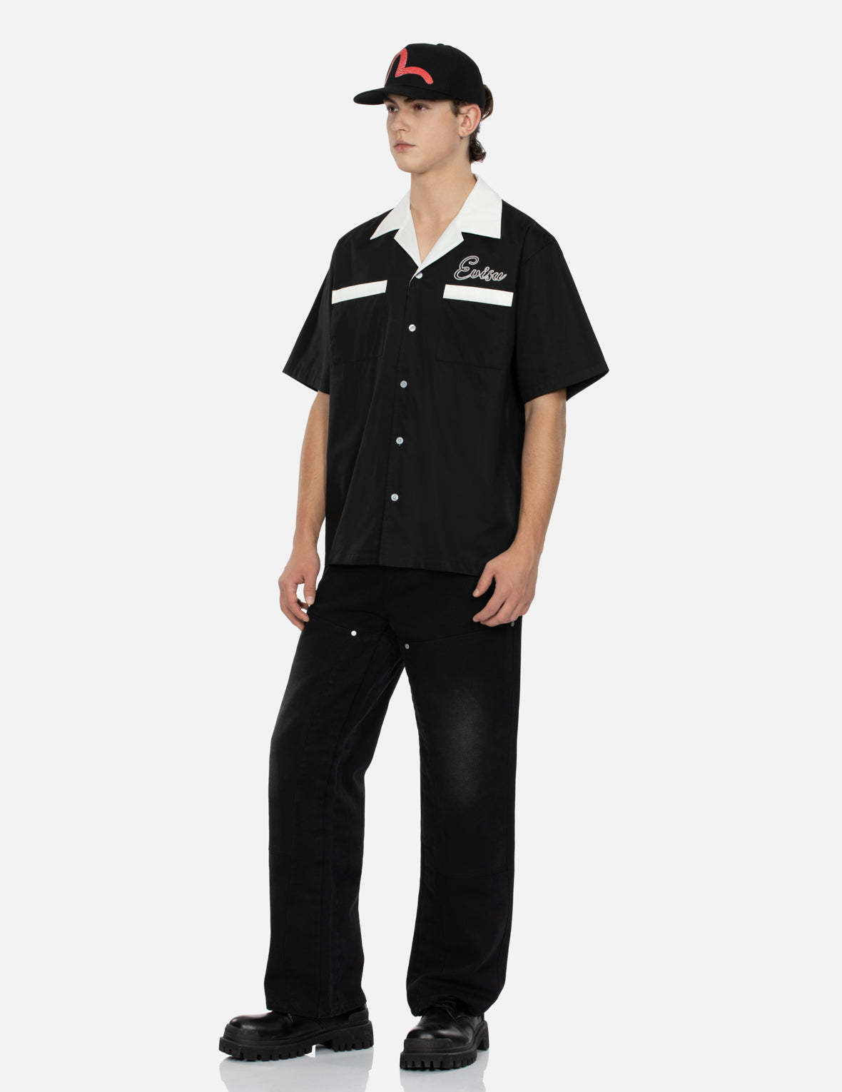 链式缝制商标刺绣宽松版型衬衫