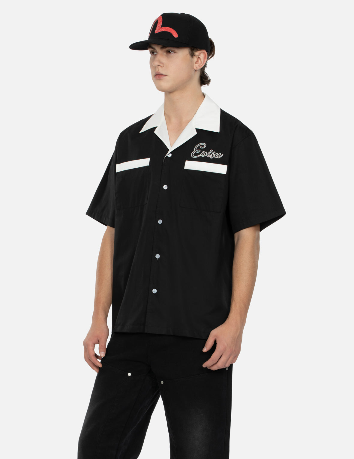 链式缝制商标刺绣宽松版型衬衫