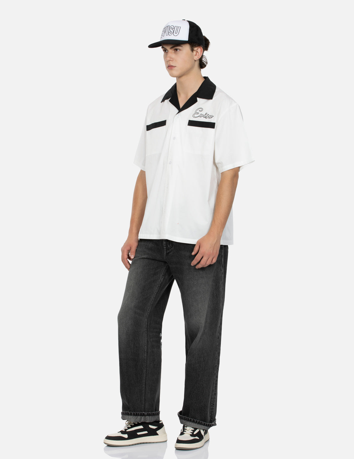 链式缝制商标刺绣宽松版型衬衫