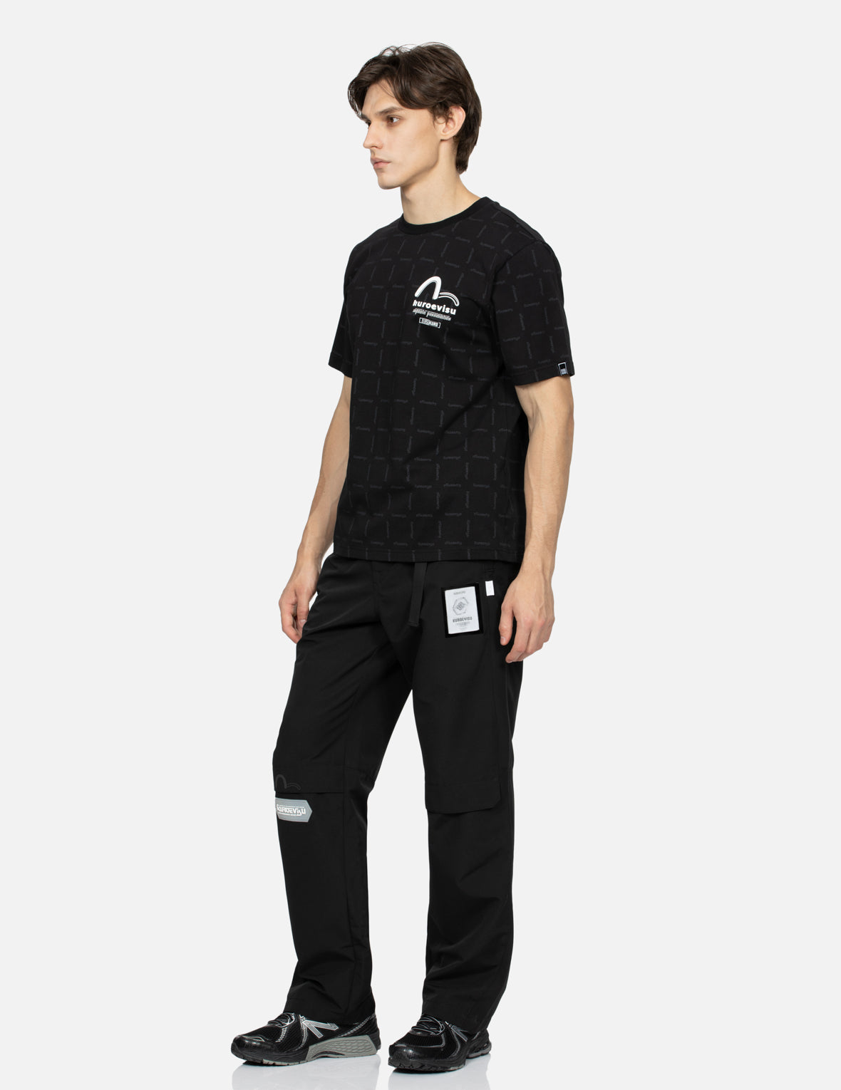 水感满地图案常规版型拼接长裤