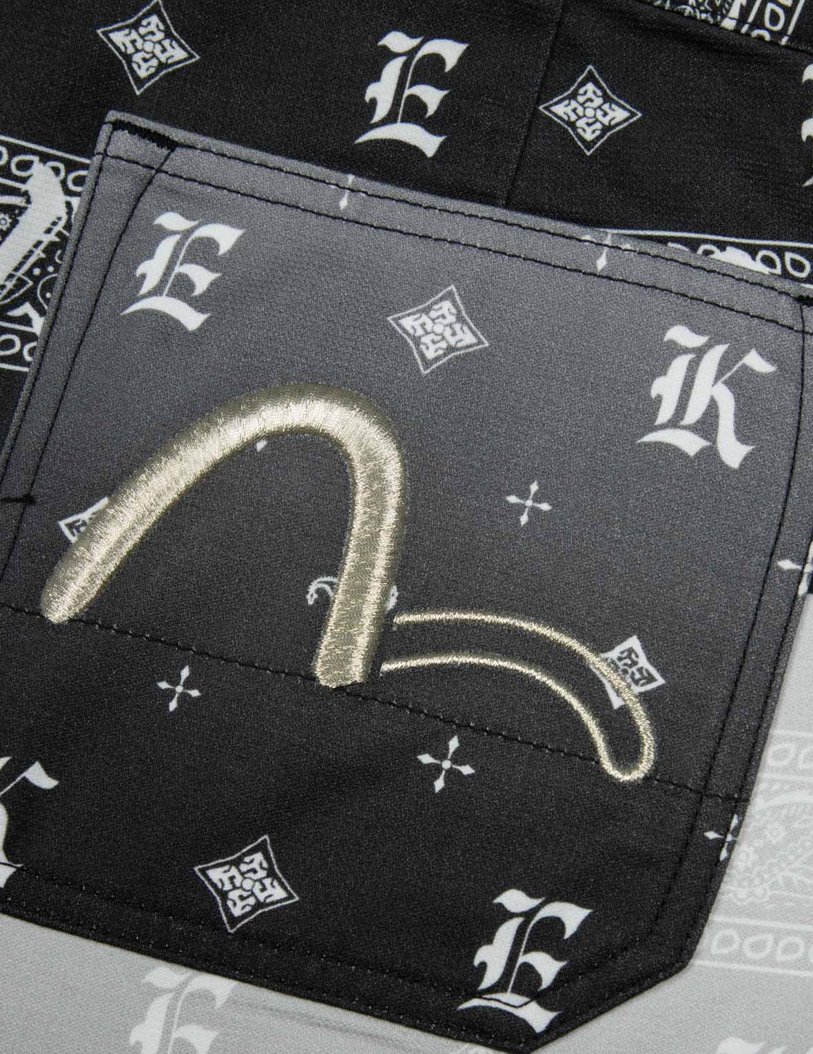 渐变腰果花满地图案錐形短裤