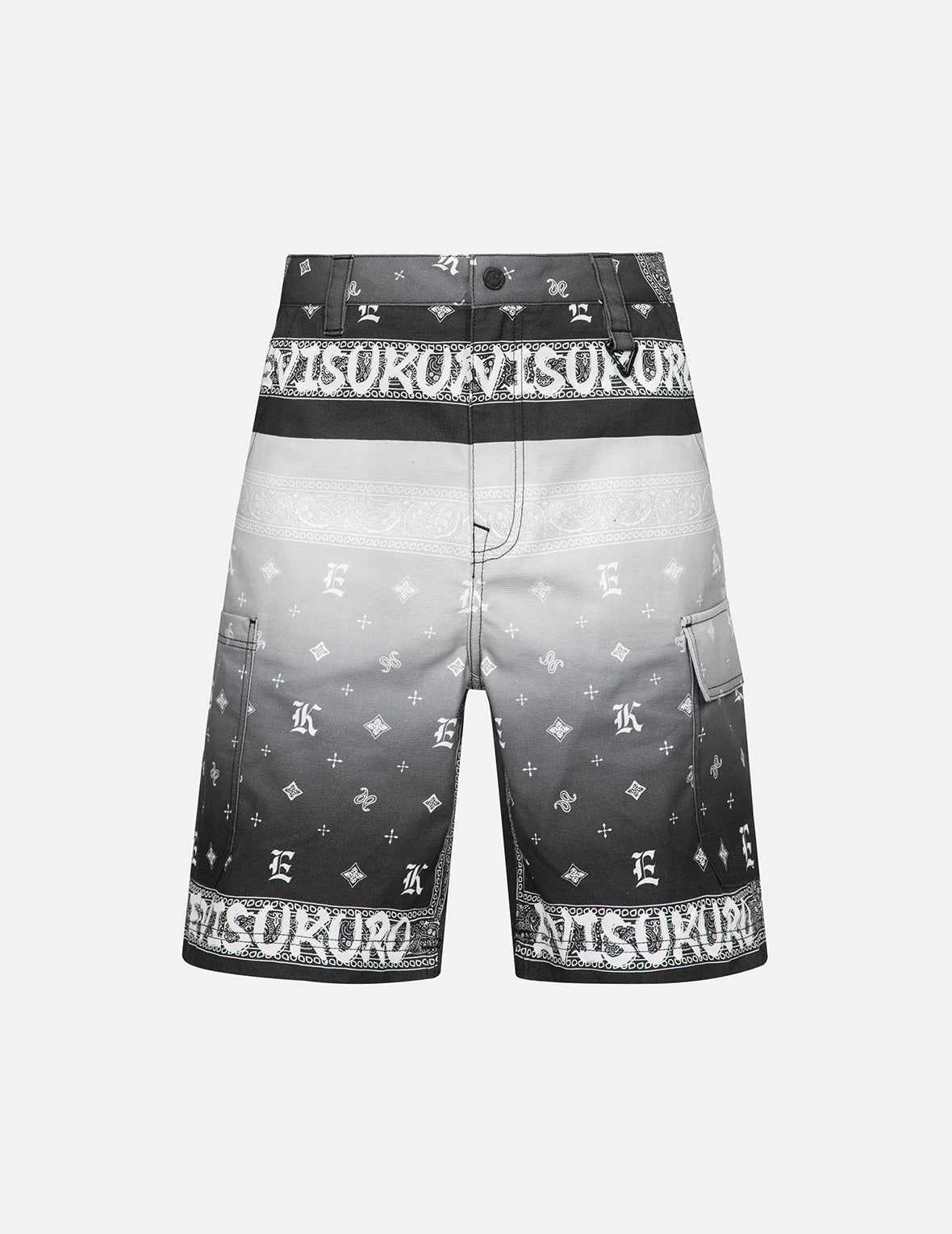 渐变腰果花满地图案錐形短裤