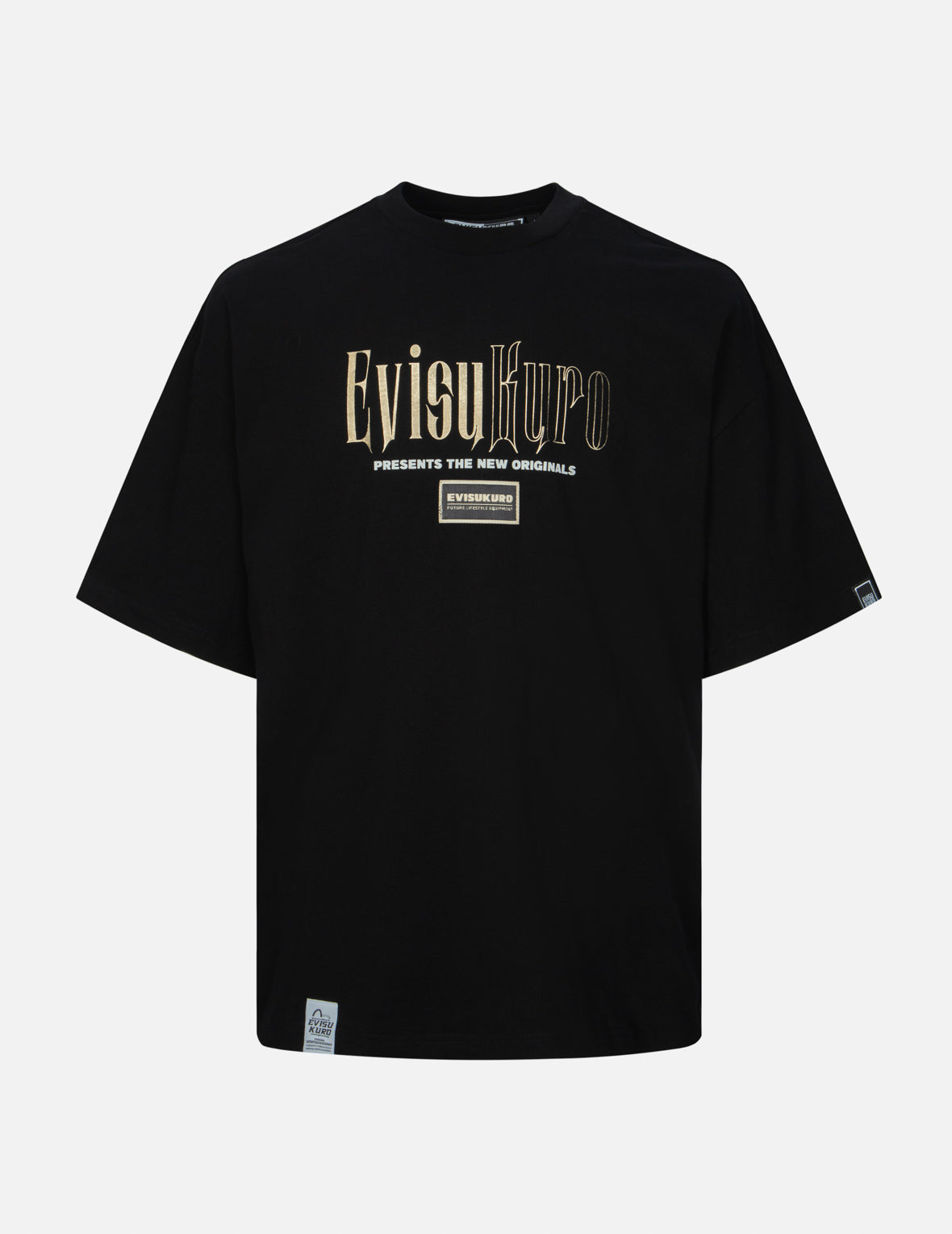 烫金书法商标印花超宽版T恤