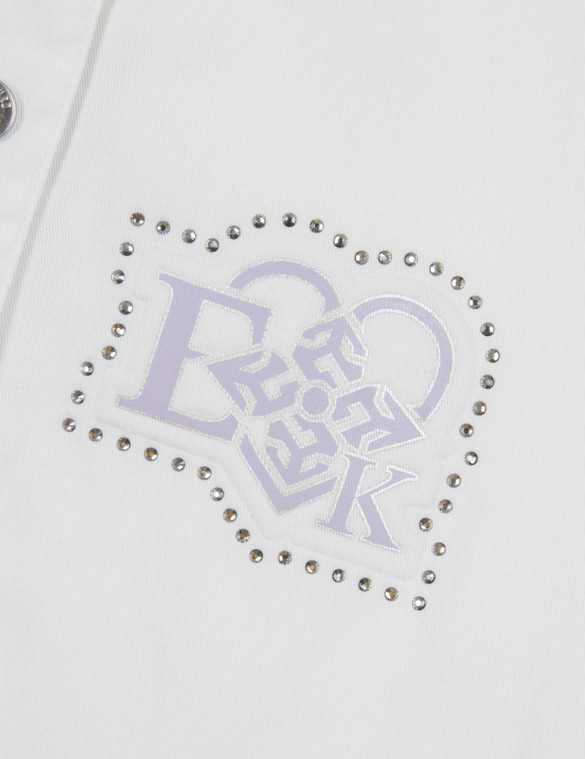 Kamon Embroidery and Heart Shape Rhinestone Relax Fit Shirt Jacket