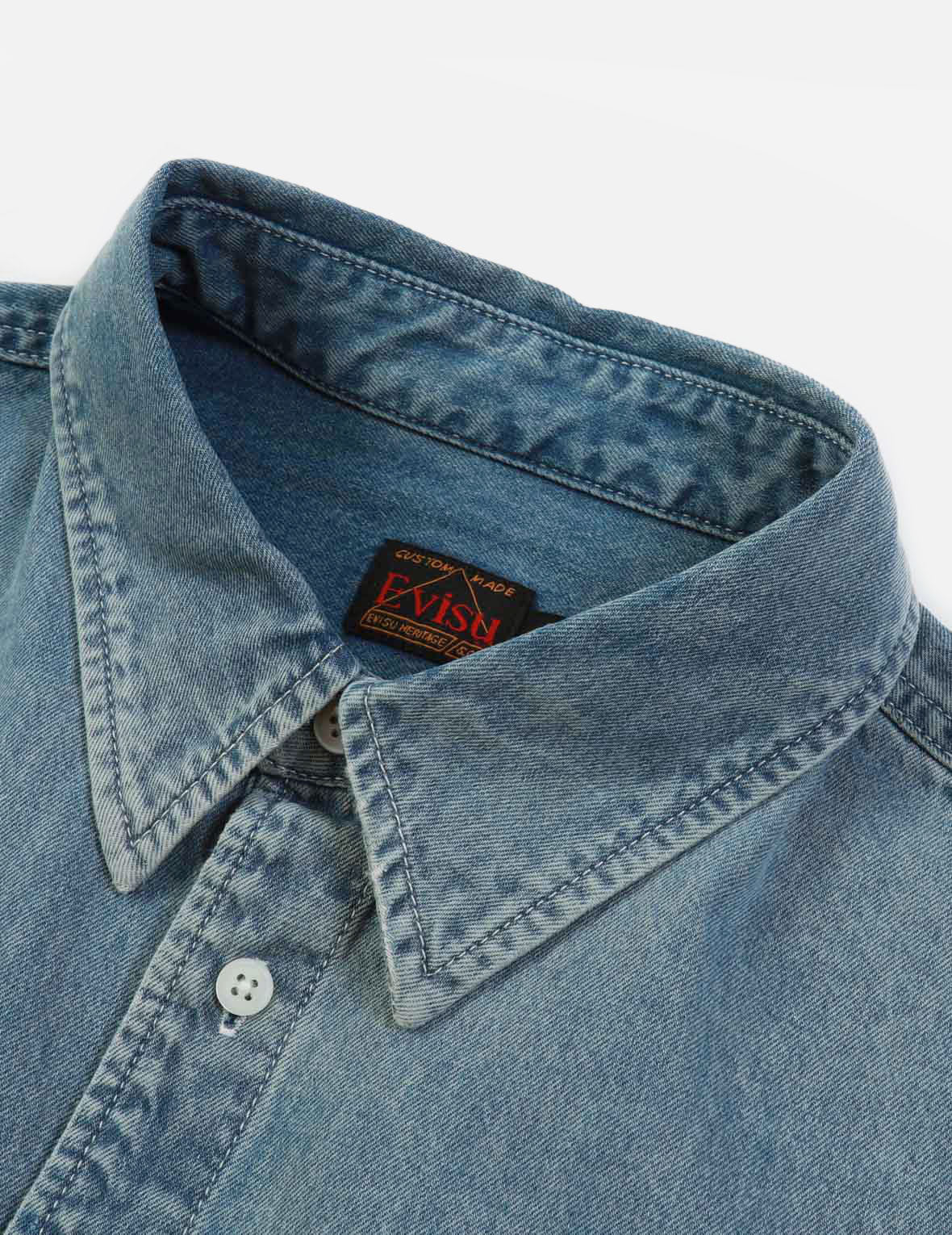 Graffiti Daruma Print Denim Shirt