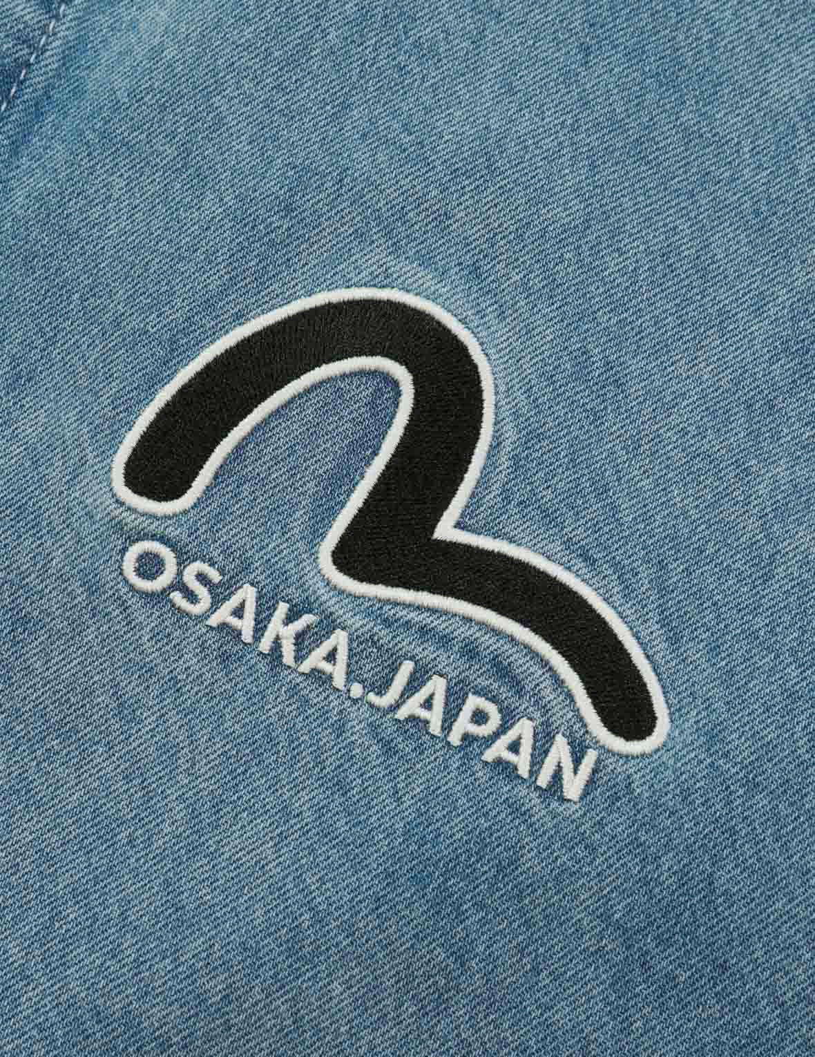 Graffiti Daruma Print Denim Shirt