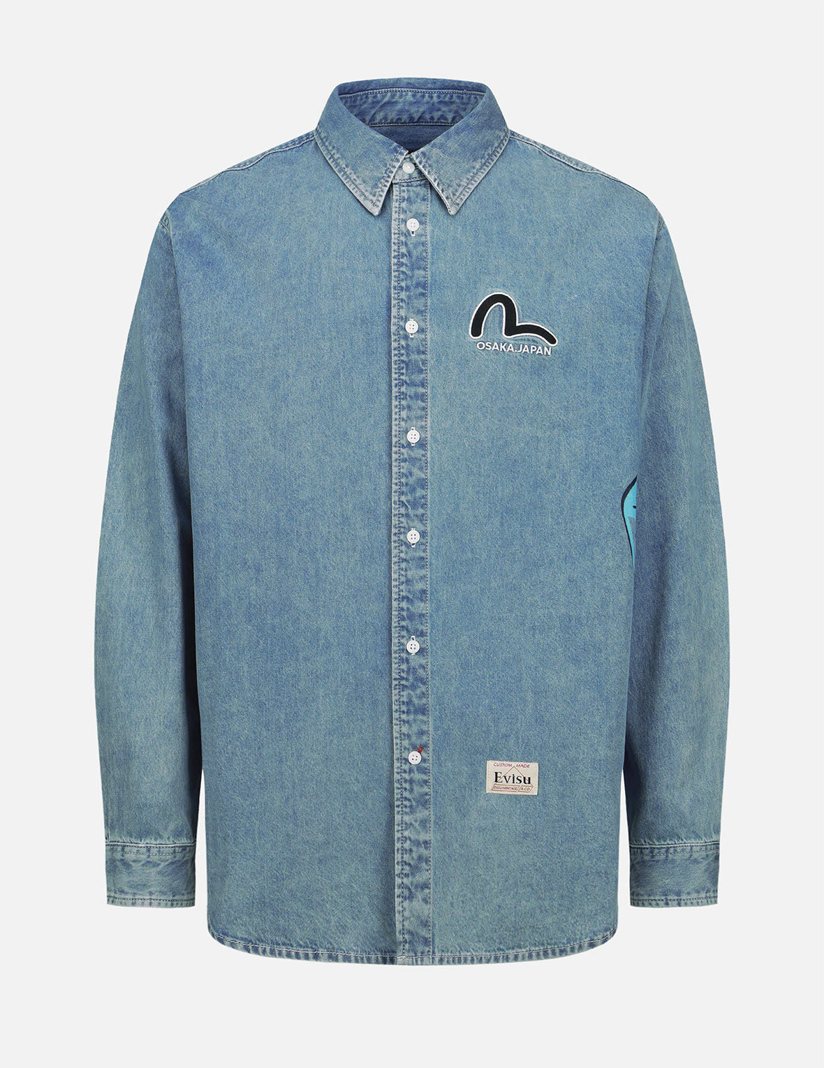 Graffiti Daruma Print Denim Shirt