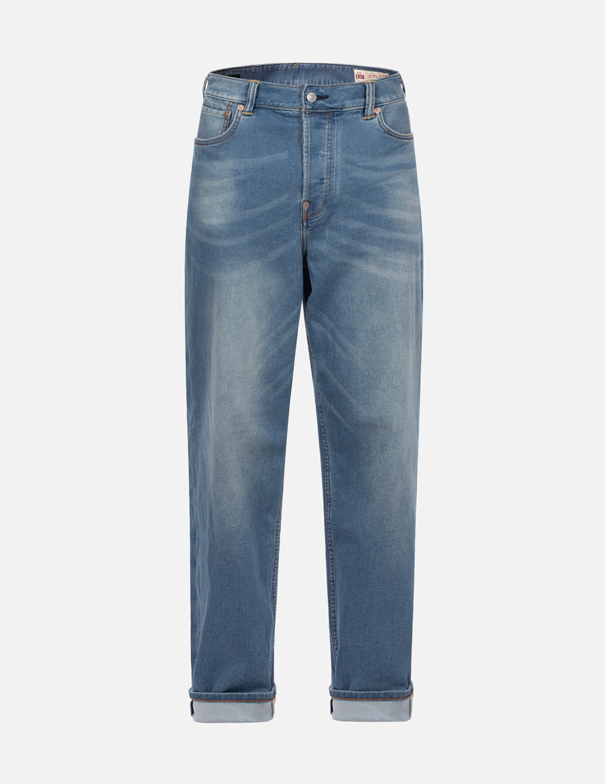 家花印花口袋休闲宽版牛仔裤