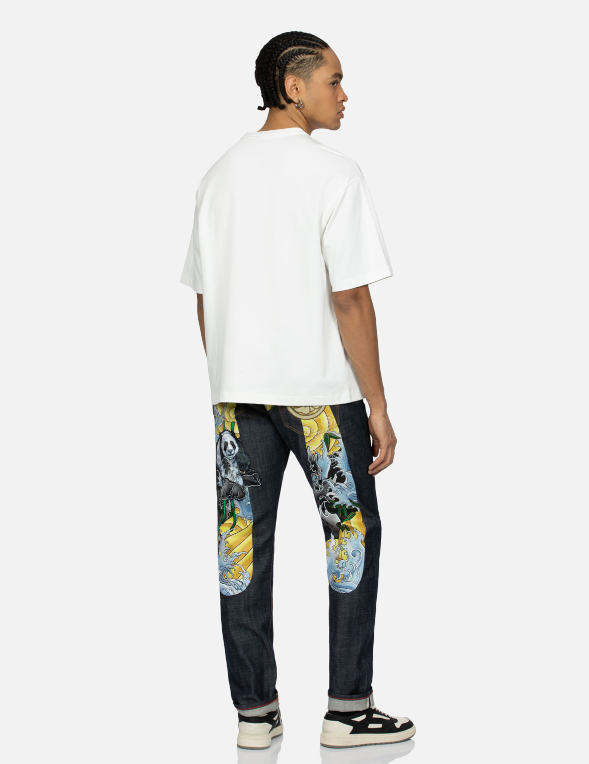 Panda Daicock Embroidery Carrot Fit Jeans #2017