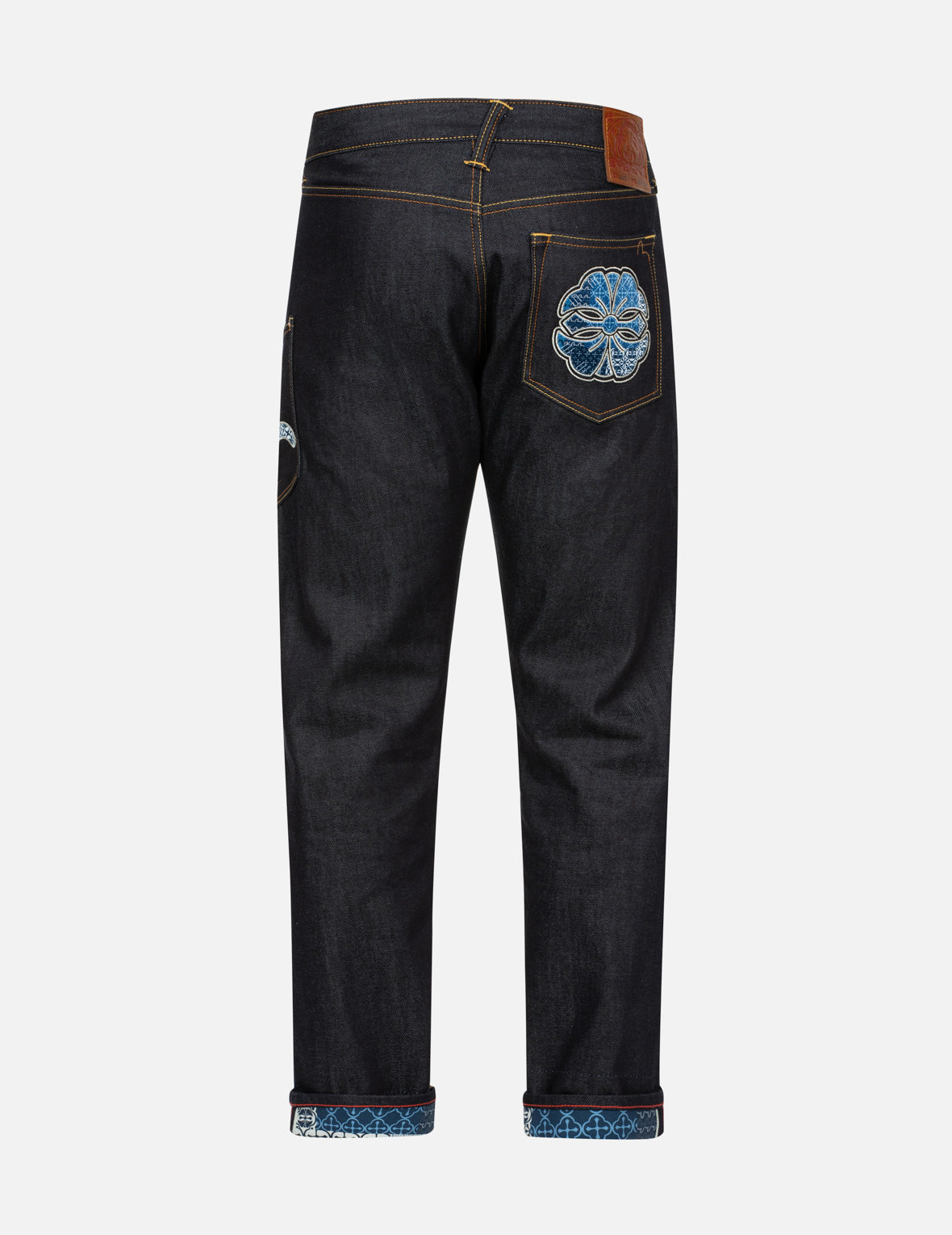 Seagull and Kamon Sashiko Embroidery Taper Fit Jeans #2017