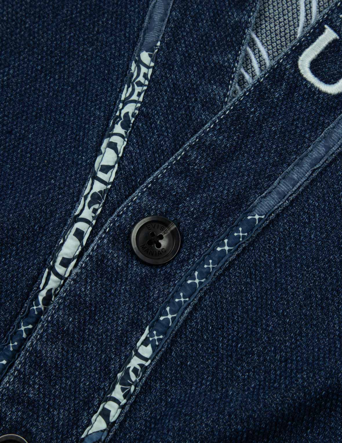 家花贴布刺绣宽版牛仔和服外套