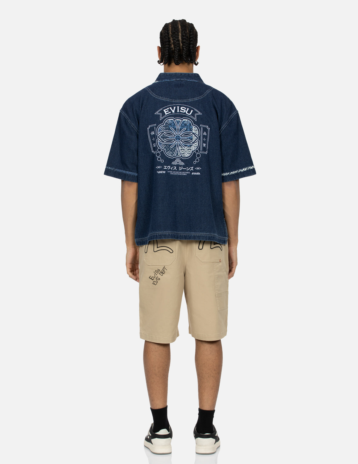 家花贴布刺绣宽版牛仔和服外套