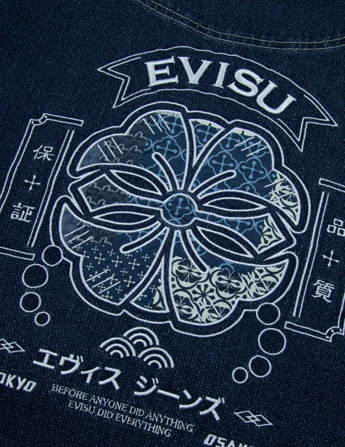 家花贴布刺绣宽版牛仔和服外套