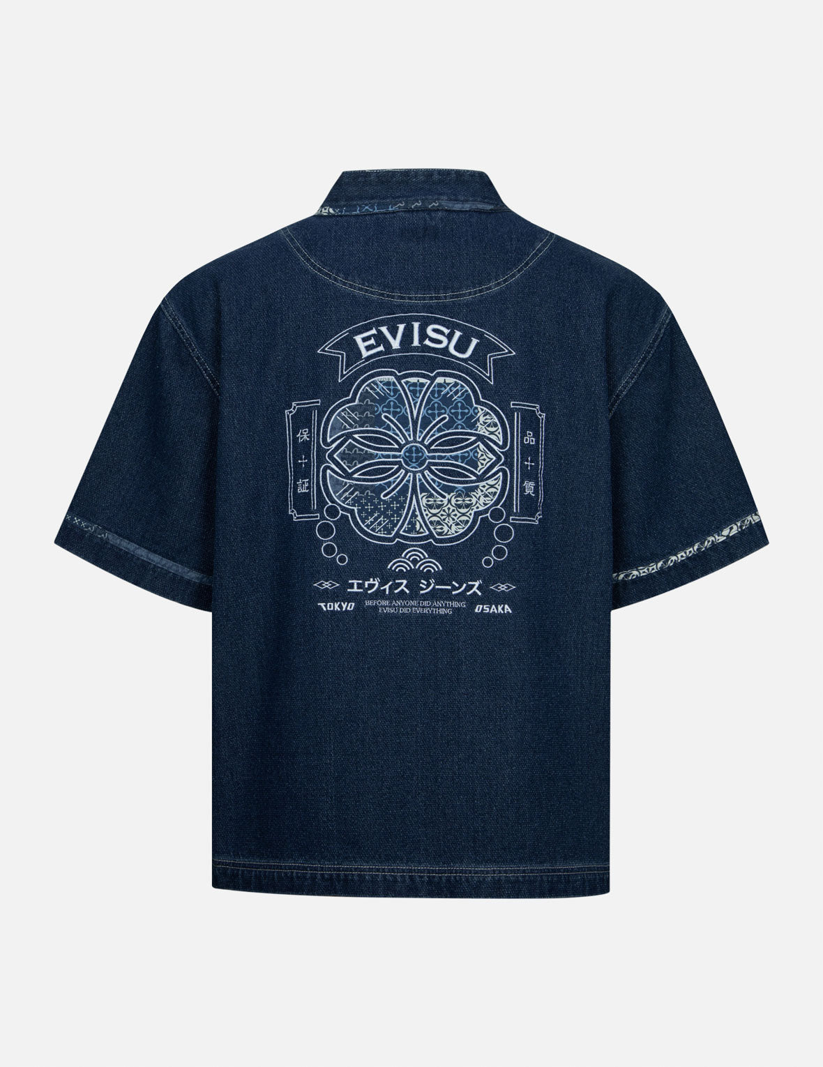 家花贴布刺绣宽版牛仔和服外套