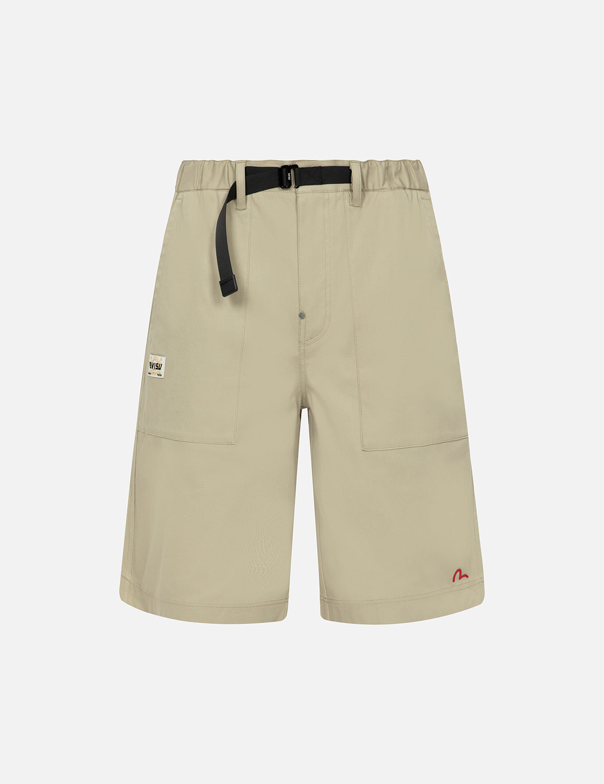 海鸥刺绣和佛头拼布宽版休闲短裤