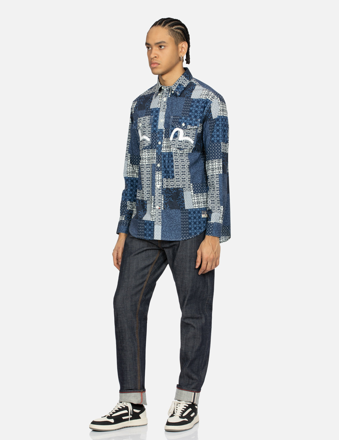 Allover Dermatoglyphic block and Seagull Print Relax Fit Shirt