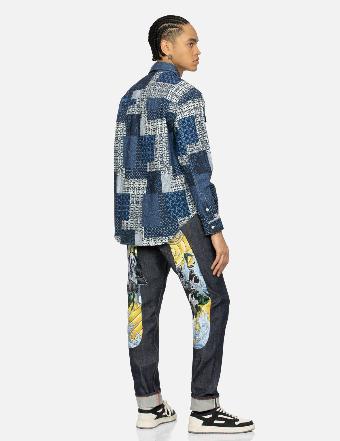 Allover Dermatoglyphic block and Seagull Print Relax Fit Shirt
