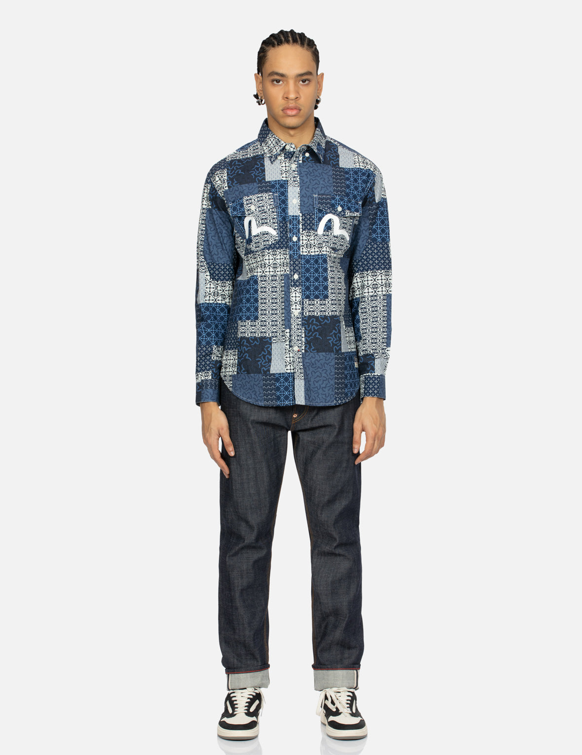 Allover Dermatoglyphic block and Seagull Print Relax Fit Shirt