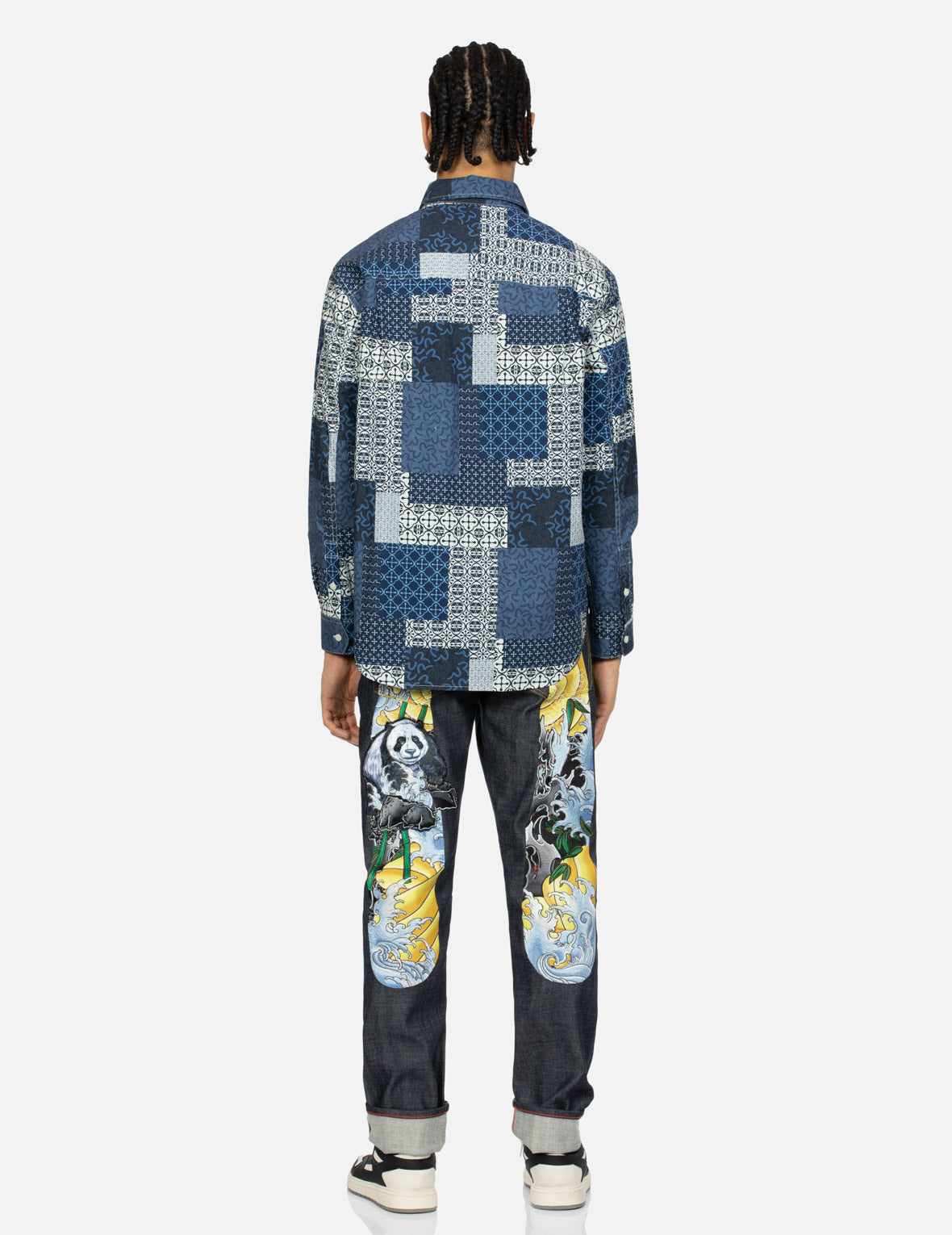 Allover Dermatoglyphic block and Seagull Print Relax Fit Shirt