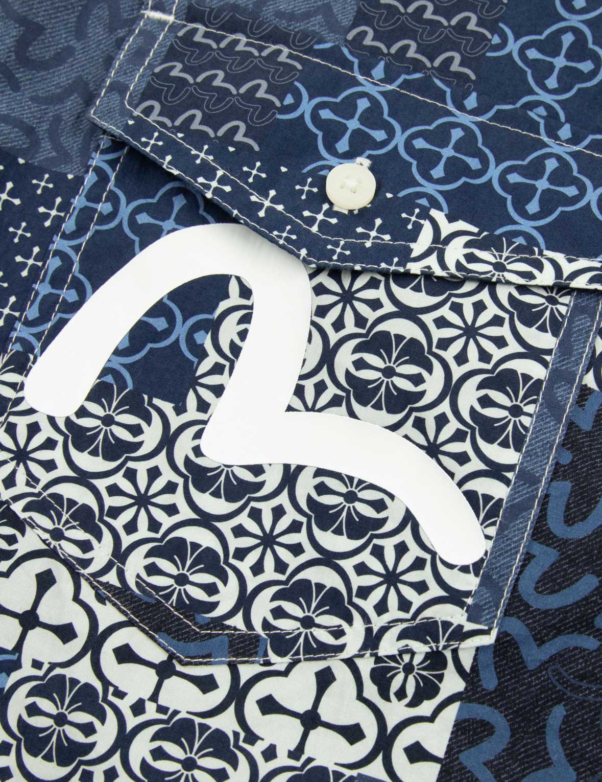 Allover Dermatoglyphic block and Seagull Print Relax Fit Shirt