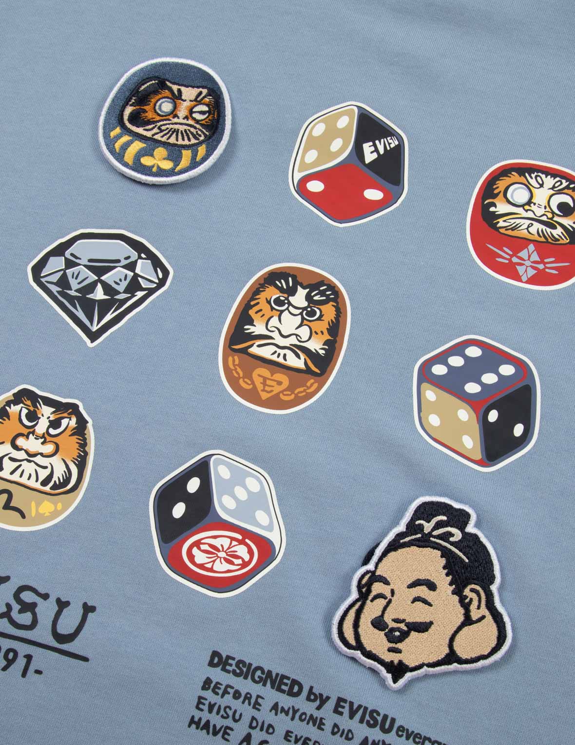 Daruma and Godhead Embroidered Badges Relax Fit Hoodie