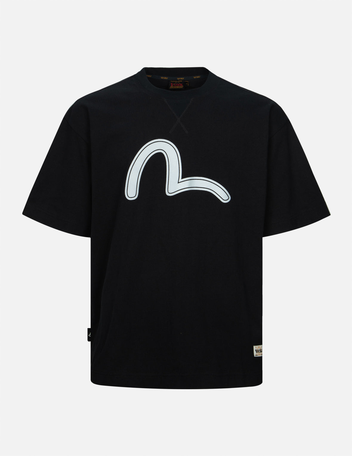 Fortune God Reflective Heat Transfer Print Loose Fit T-shirt