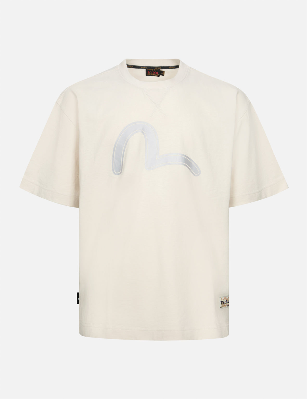 Fortune God Reflective Heat Transfer Print Loose Fit T-shirt